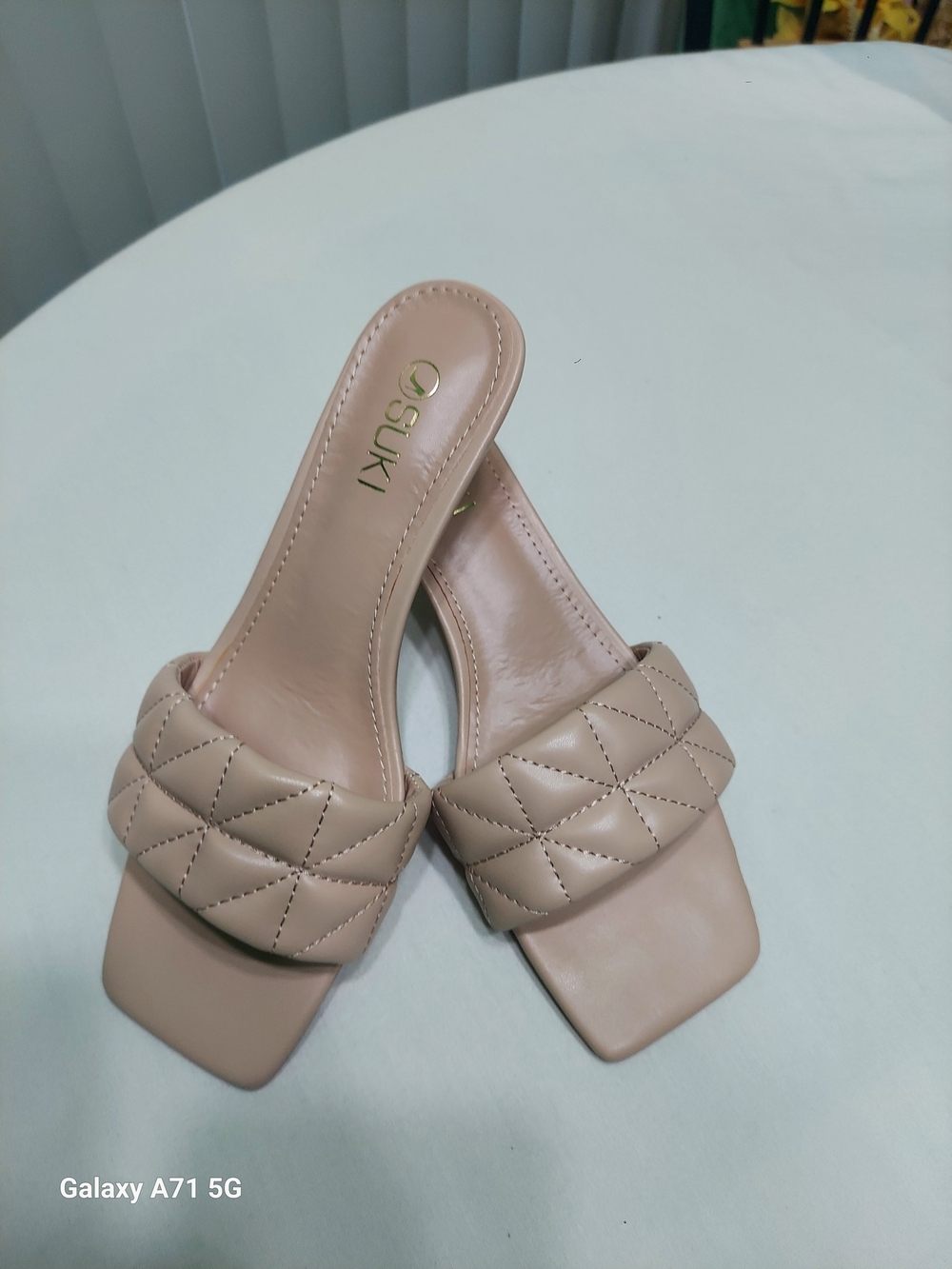 Women's Quilted Slide Sandals in Nude